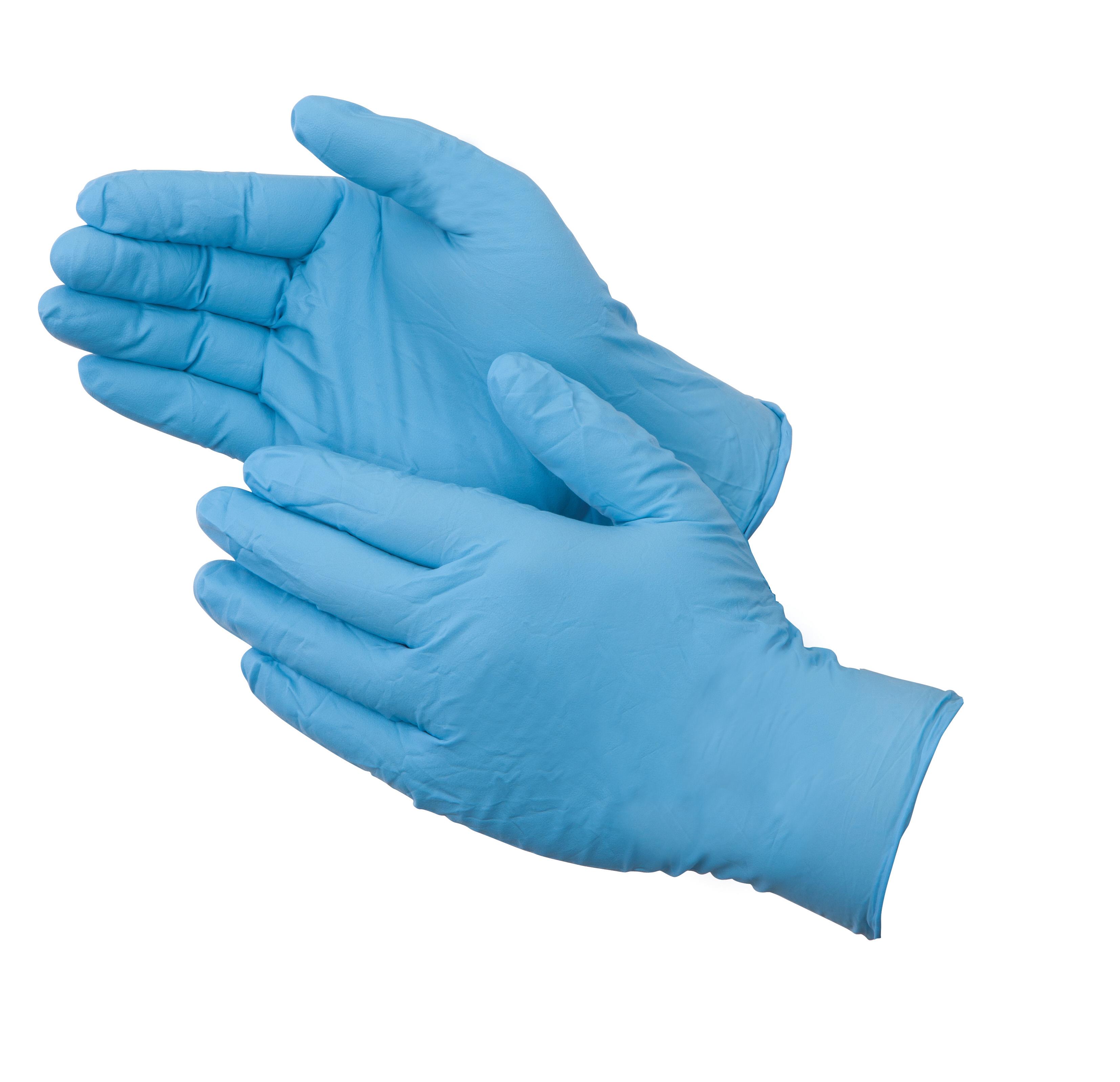 4 MIL POWDERED BLUE NITRILE 100/BX - Disposable Gloves